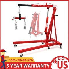 Engine Hoist with Lever, 2 Ton Folding Cherry Picker Shop Crane Hoist Lift ,Red