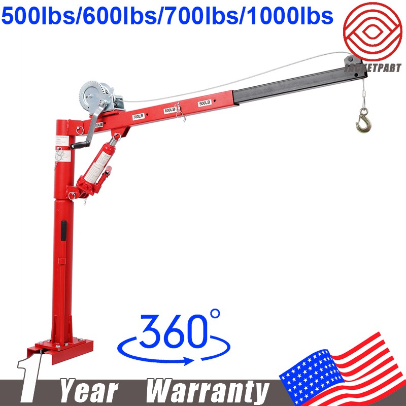 360° Swivel Lift Crane 4 Capacity 500 /600 /700 /1000 lbs Pickup Truck Bed Hoist