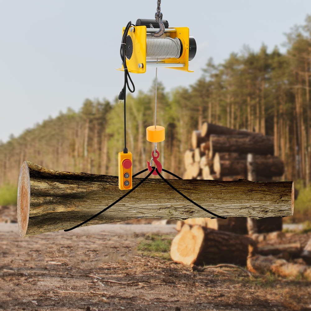 10.43*10.63*9.84″ 881LBS 110V Yellow Electric Hoist Winch With Wired Control