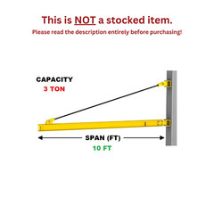 GORBEL WALL BRACKET JIB CRANE – 3 TON CAPACITY, SPAN 10 FT