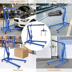 2T/4000Lbs Engine Hoist Shop Crane Lift Cherry Picker Hydraulic Pump w/ 6 Caster