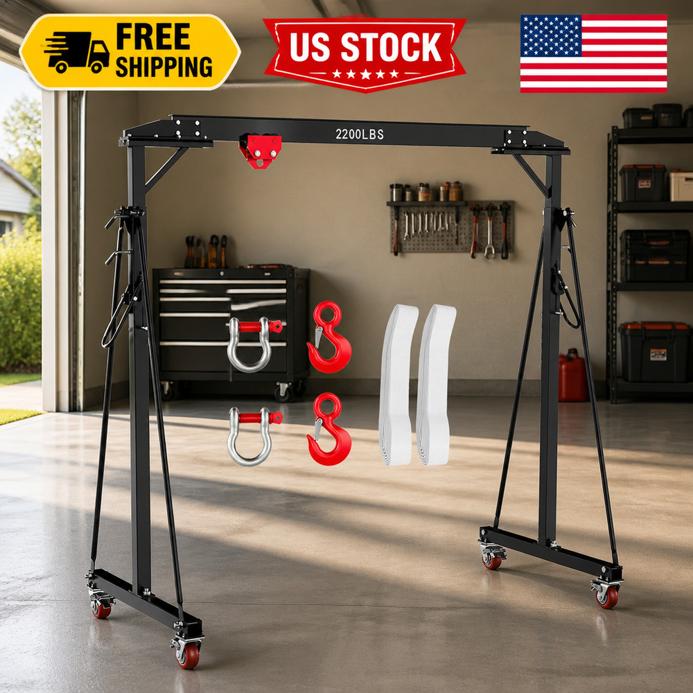 Adjustable 1 Ton / 2 Ton (2200/4400 lbs) Portable Garage Try Crane 12-Position