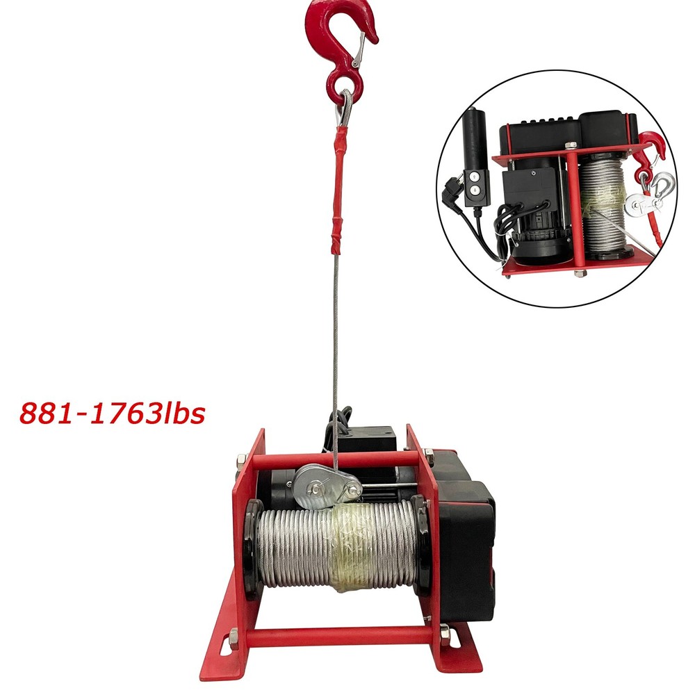 Electric Hoist Winch Crane Industrial Wire Rope Winding Machine 881-1763lbs 220V