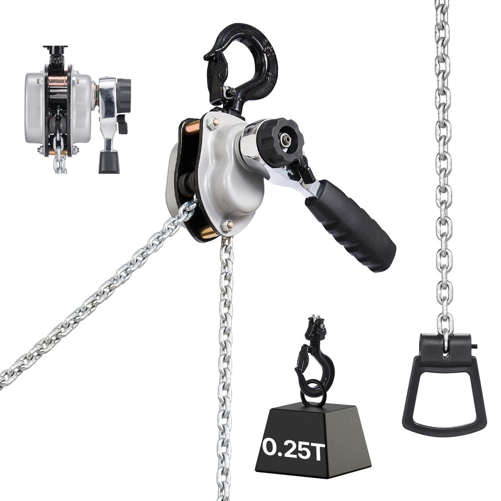Manual Lever Chain Hoist, 1/ 4 Ton 550 Lbs, 5 Ft Lift, G80 Steel Chain, Dual