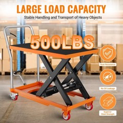 Heavy Duty Hydraulic Lift Table Cart 500 lbs Single Scissor 28.5” Max Height