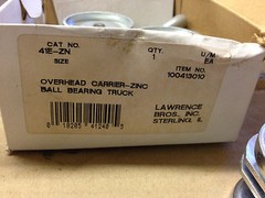LAWRENCE BRO. INC OVERHEAD CARRIER BALL BEARING TRUCK ZINC