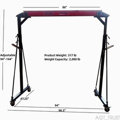 AGT Portable Shop Lift Hoist 1Ton Gantry Crane Adjustable Attachment 2000LB