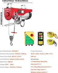 Durable Electric Hoist with Emergency Stop – 2200lbs Capacity & Remote Control