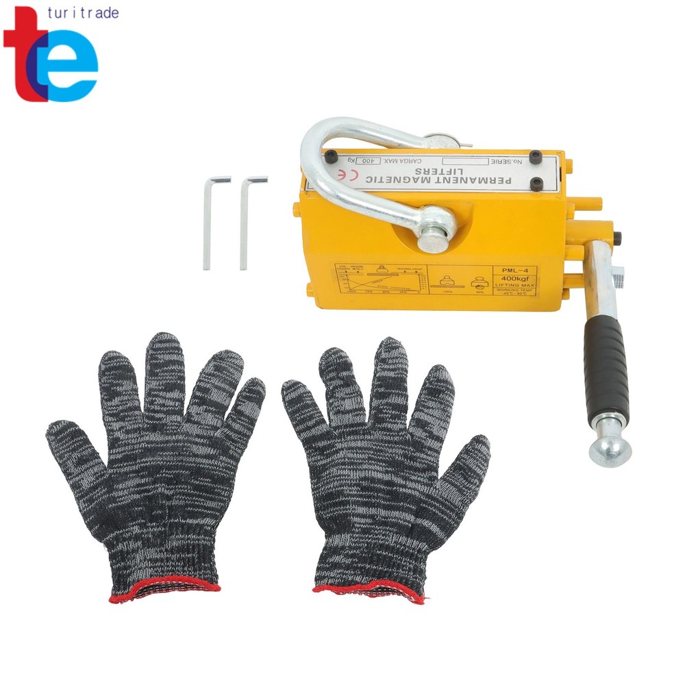 Permanent Magnetic Lifter Lifting Magnet 880 Lbs/400 kg Neodymium Hoist – Yellow