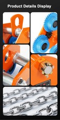 Manual Push Cart with Hand-Operated 0.5/1/2-Ton I-Beam Pulley Block