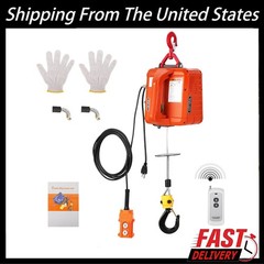 1100lbs 3 in 1 Portable Electric Hoist Winch Wired/Wireless Remote Control Crane