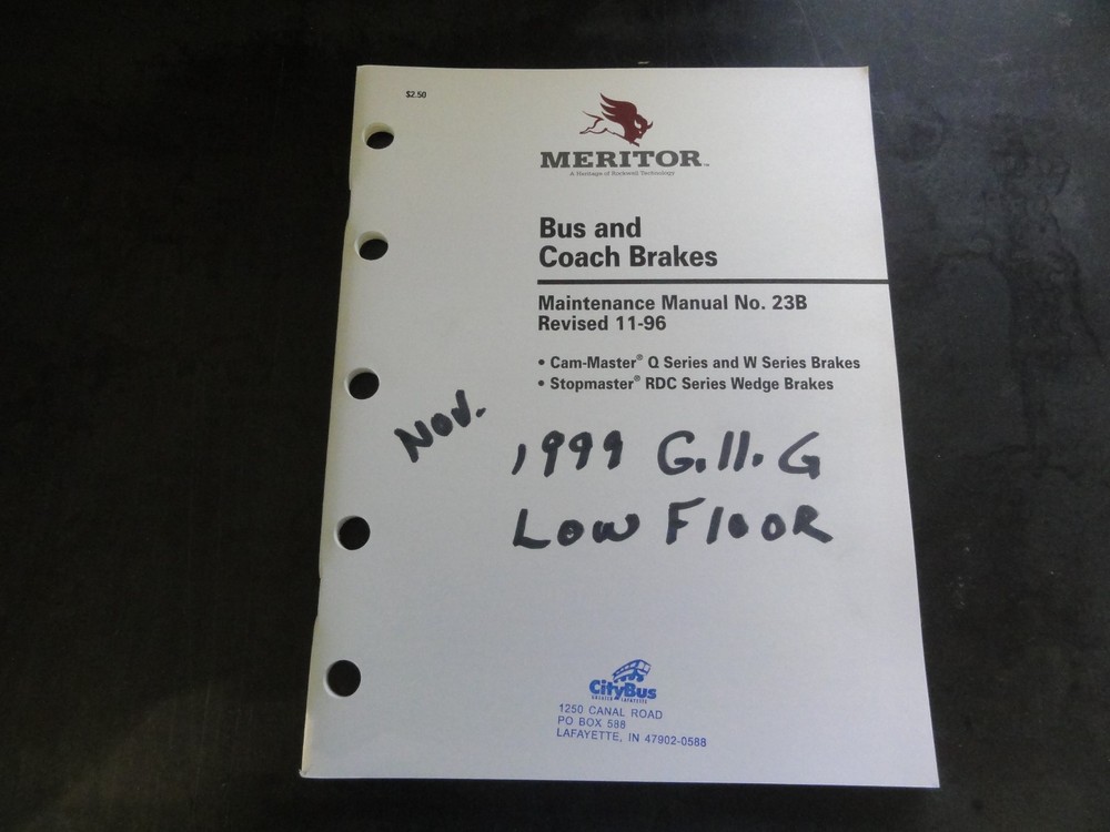 Meritor Bus and Coach Brakes Maintenance Manual No. 23B