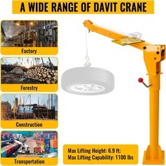 Davit Crane 1100 Lbs Pickup Truck Crane 360° Swivel Design Hydraulic Cable Winch