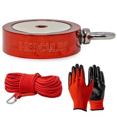 Hercules Magnetics 2000 lbs Double Sided Fishing Magnet Kit with Case – Red