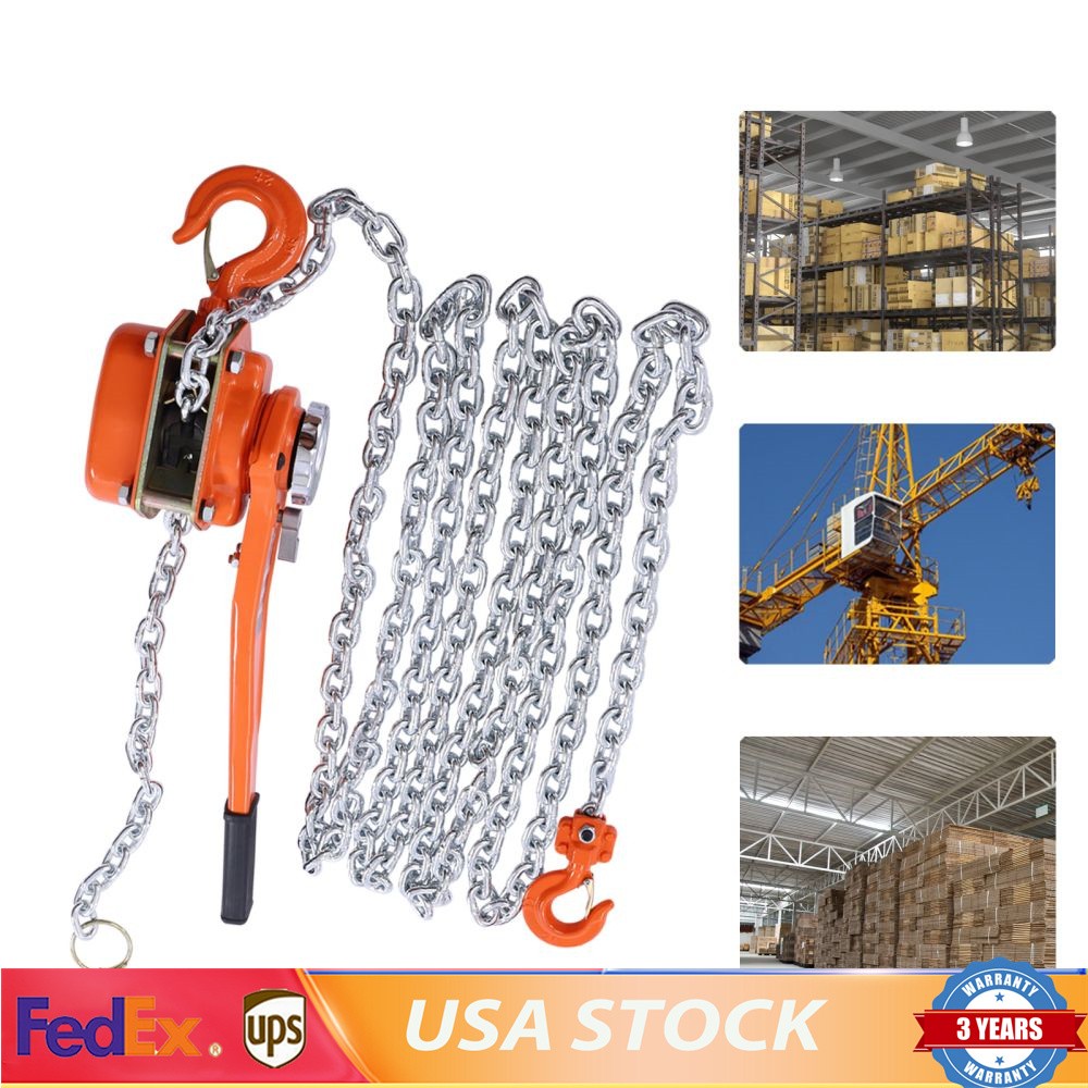 1650LBS 3/4 Ton 10ft Lever Block Chain Hoist Ratchet Type Come Along Puller !