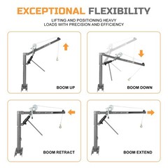 Pickup Truck Crane w/Manual Winch 1000LB Capacity Folding Truck Bed Crane Hoist