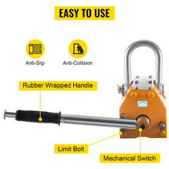 1 PC 2000KG Steel Magnetic Lifter Heavy Duty Crane Hoist Lifting Magnet Yellow