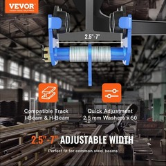 Heavy Duty Manual Trolley – 4400 lbs Capacity with Adjustable Width I-Beam Fit