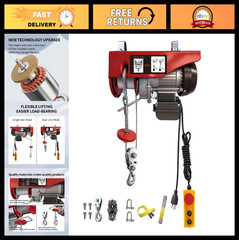 Electric Hoist 440lbs Winch with 14ft Remote Control – Material Handling Tool fo