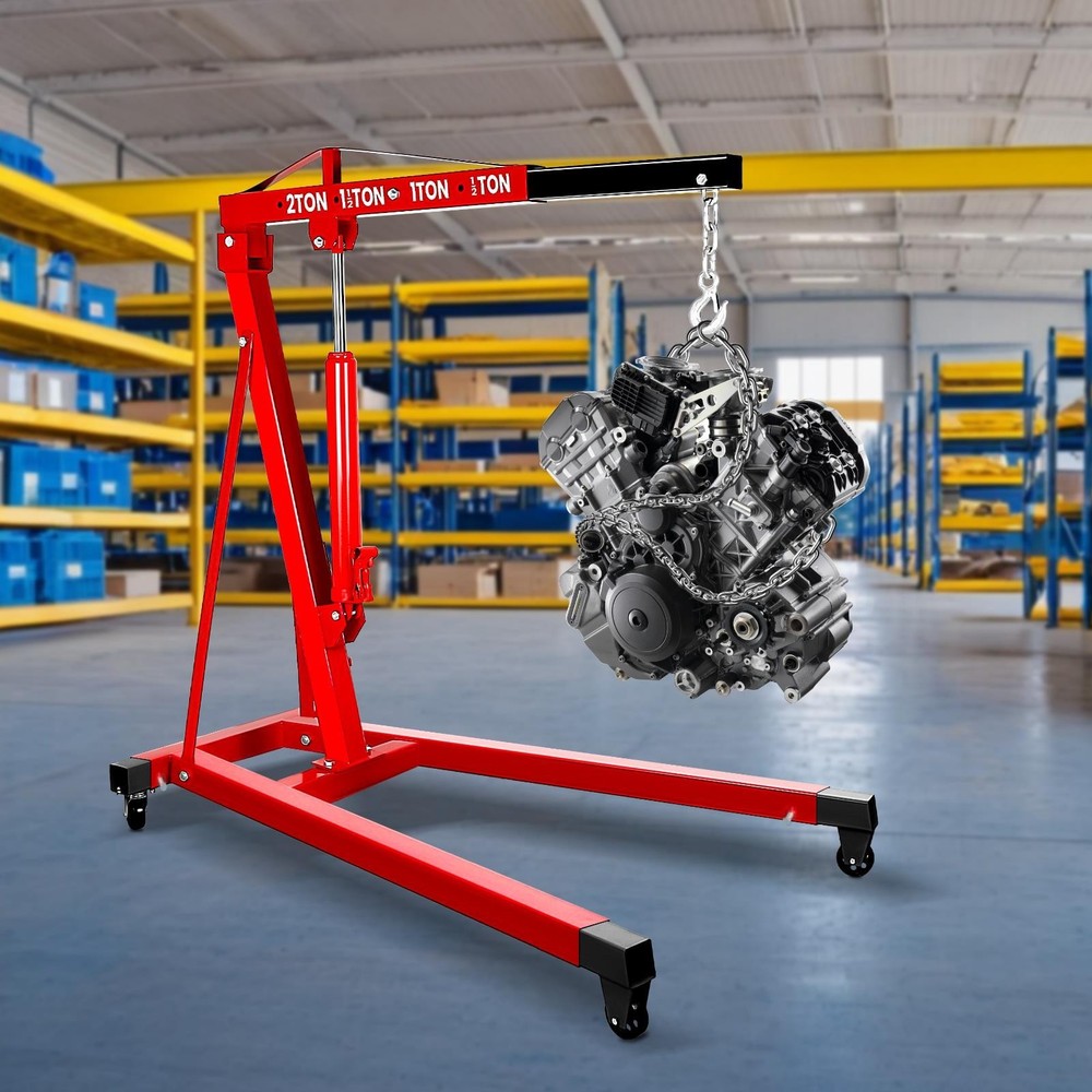Hydraulic Engine Crane Hoist 2T/4409LBS Motor Cherry Picker Shop Cranes Lift