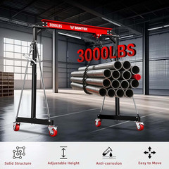 1.5 Ton Portable Gantry Crane, Adjustable Height & Width, Steel Construction