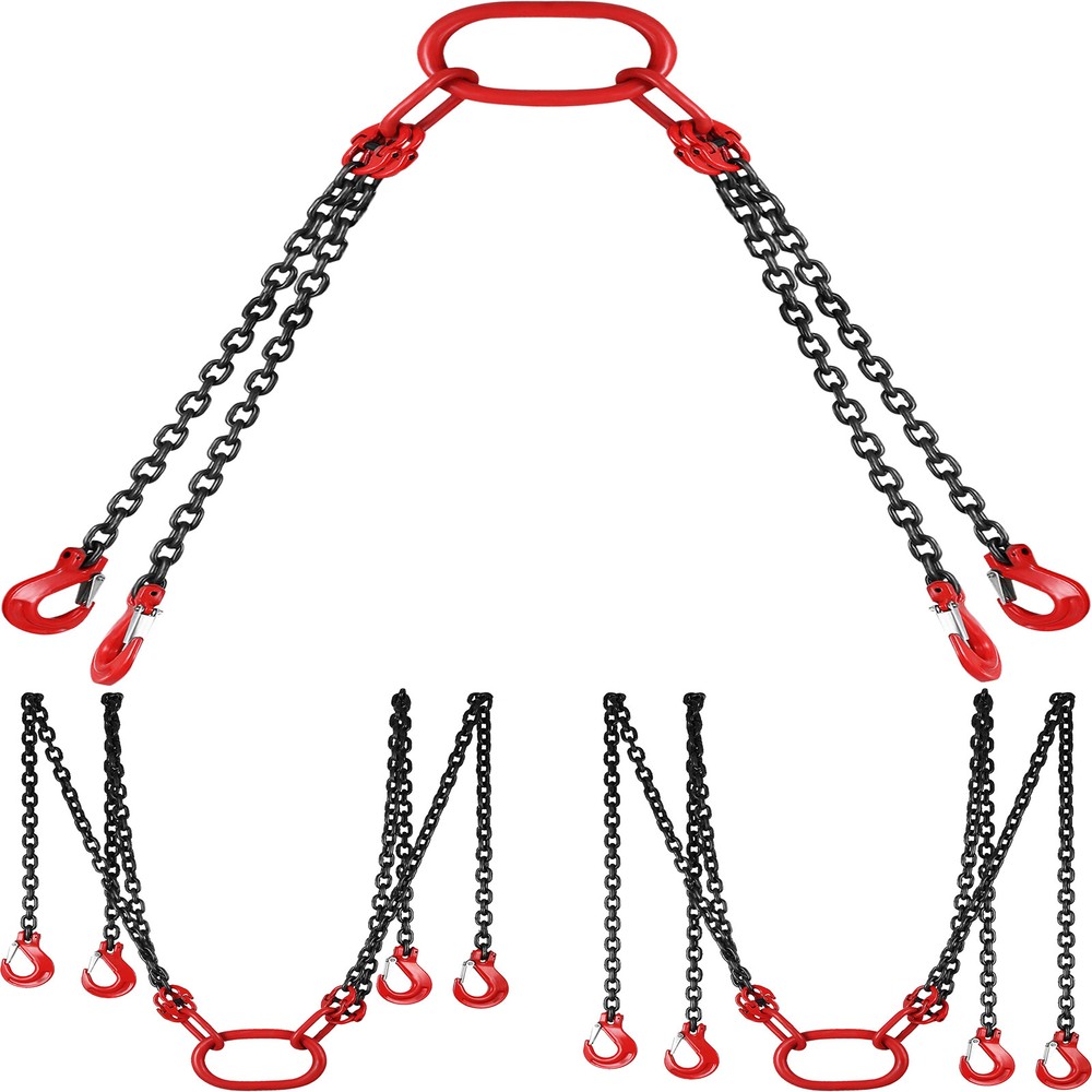 VEVOR 5/16″ 5ft/10ft Chain Sling 4 Legs Alloy Steel Lifting Sling Hook Chain 5T