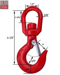 2Pcs 1 Ton Swivel Lifting Hook Heavy Duty, Round Rotating Hook with Safety La…