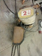 BUDGIT CAT. P356-3R 2 TON ELECTRIC CHAIN HOIST MANUAL TROLLEY MOUNTED