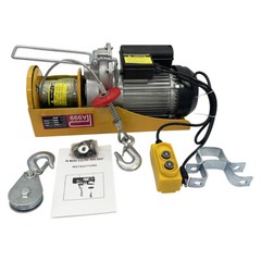 Electric Wire Rope Block Hoist Winch Lift with Mount Plate 2000 lb 220V 1800W