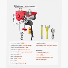 1320lb Hoist 40ft Height Steel Wire for Garage