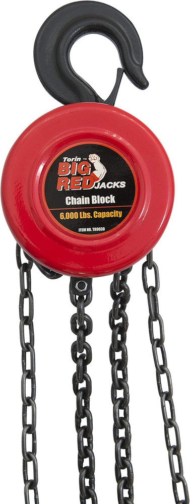 TR9030 Manual Hand Lift Steel Chain Block Hoist with 2 Hooks, 3 Ton (6,000 lb)