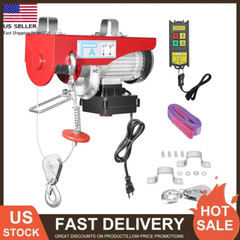 Electric Hoist 880LB Lifting Wireless Remote Control Cable 12m Rope Crane Garage