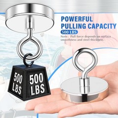 Strong Fishing Magnet 2.36 inch 500lbs Rare Earth inches, silver