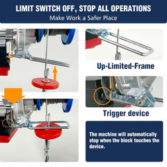 1320Lb Electric Hoist with Remote Control/Wired Control, Electric Hoist 2 in 1,