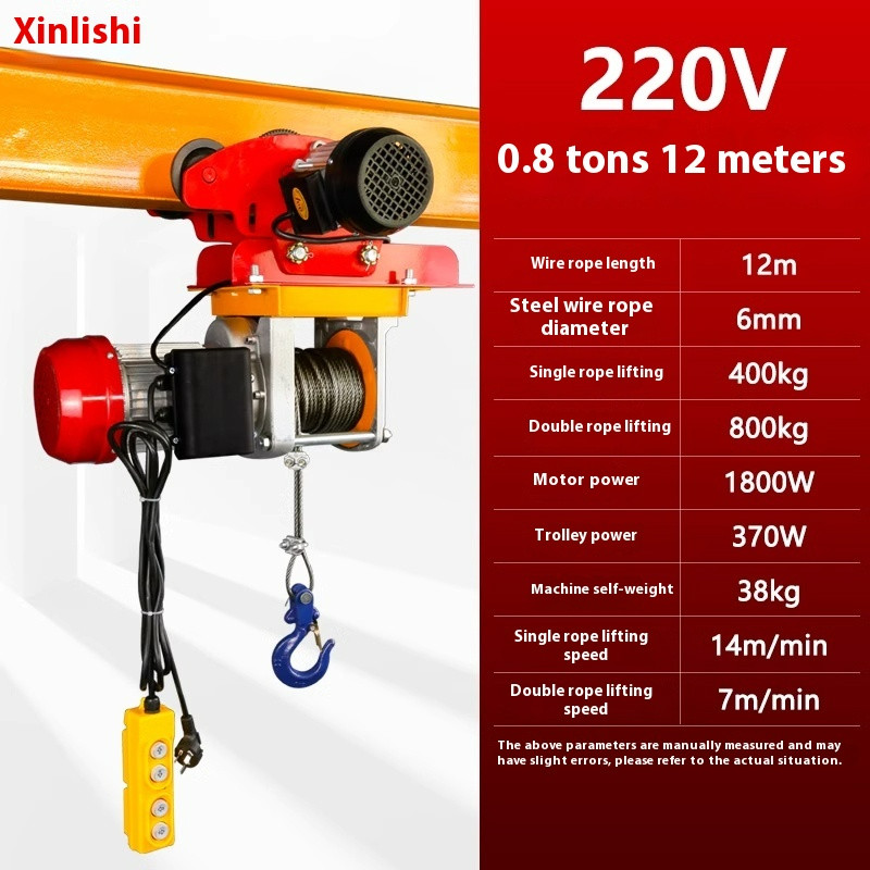 Twin-lift hoist 220V/ with trolley winch, electric hoist, and remote control.
