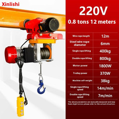 Twin-lift hoist 220V/ with trolley winch, electric hoist, and remote control.