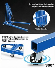 2 Ton Hydraulic Engine Hoist Crane Folding Heavy Duty Cherry Picker with 6 Blue