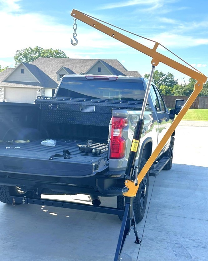 Truck Hitch Mount Hydraulic Truck Crane 360° Swivel 3 Boom 1000 Lbs Capacity