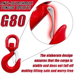 5 Ton Swivel Hooks, Heavy Duty 360° Rotating Crane Hook with Safety Latch,