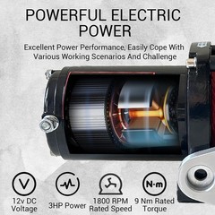 6.6HP 10000 lb Electric Winch Truck 85ft Synthetic Rope Waterproof with Remote