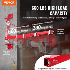 Wall Mount Jib Crane Swivel Scaffold Lifting Arm 660lbs Load for Electric Hoist