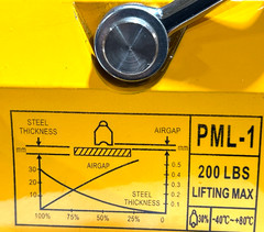 PML-1 Permanent Magnetic Lifter 200lbs Safety Factor Yellow Lifting Magnet