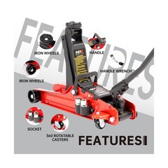 2-Ton (4400 lbs) Hydraulic Low Profile Trolley Garage Service/Floor Jack with…