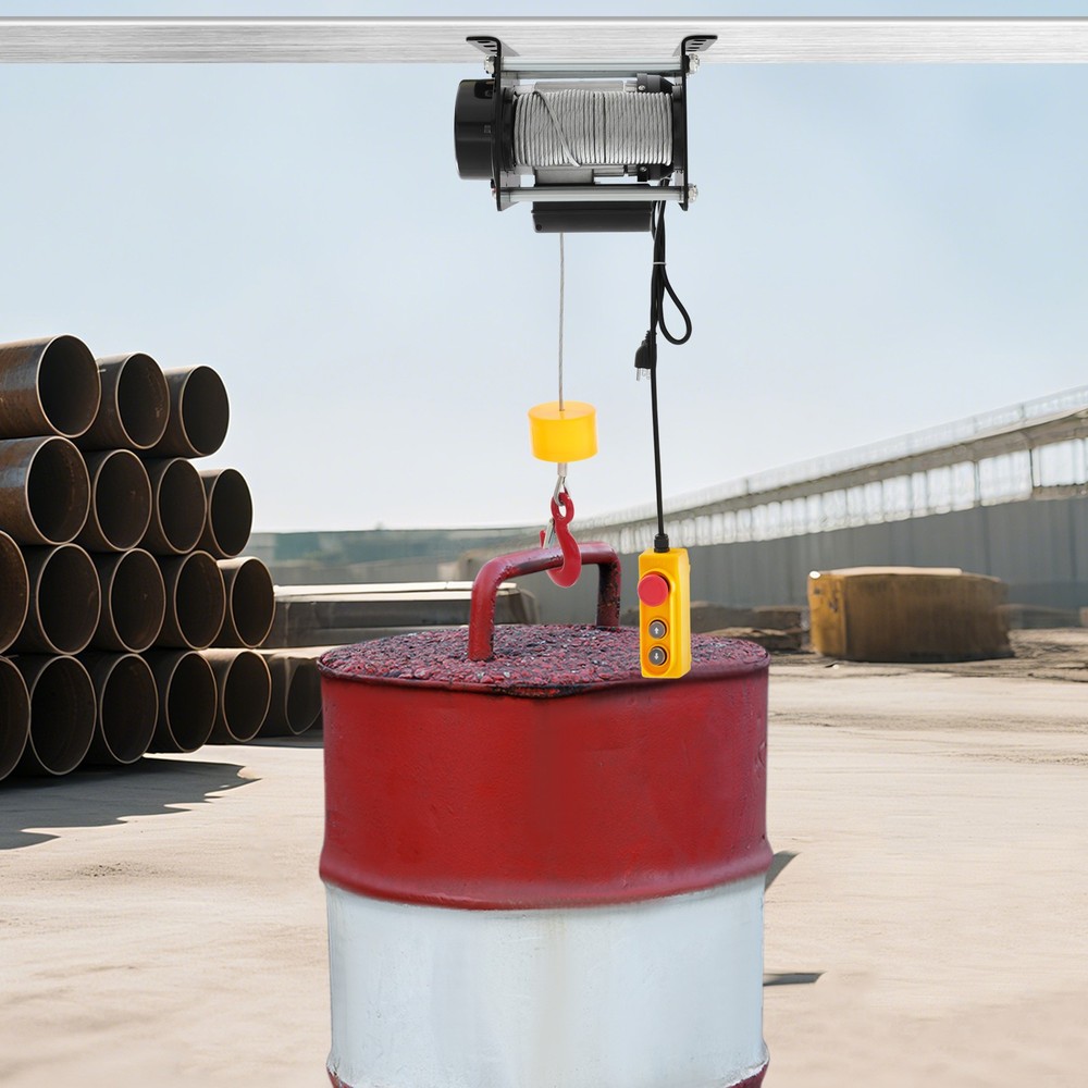 880Lbs Electric Winch Hoist w/Emergency Stop, 100ft Cable for Garage/Lifting US.