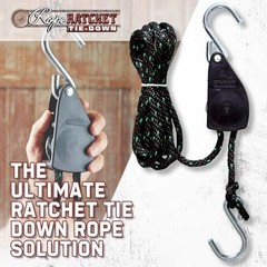 Heavy Duty 1/2″ Rope Ratchet Hoist with Locking Pulley, 15′ Adjustable Hanger, 5