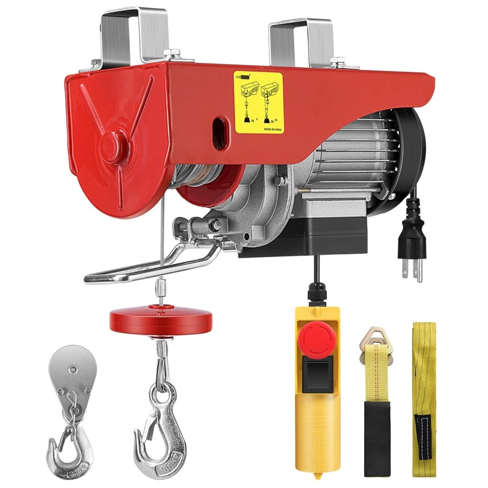 Durable 110V Electric Hoist Crane – 440 Lbs Capacity with Emergency Stop Feature