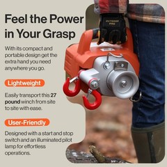 Capstan Winch – Cordless Brushless Motor, 2000Lb Max Pull Force, Portable Li-Ion