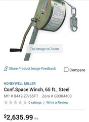 Original USA MILLER 8442 60FT CONFINED SPACE WINCH, 350 LB Cap HOIST SYSTEM NEW!