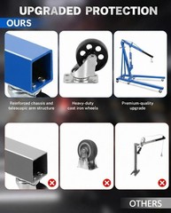 2 Ton Hydraulic Engine Hoist Crane Folding Heavy Duty Cherry Picker with 6 Blue