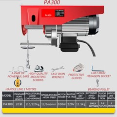 PA300 Household Miniature Electric Hoist Crane 220V/650W Remote Control Jack